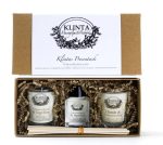 Klinta cadeaudoos met twee geurkaarsen en geurstokjes in frisse geuren